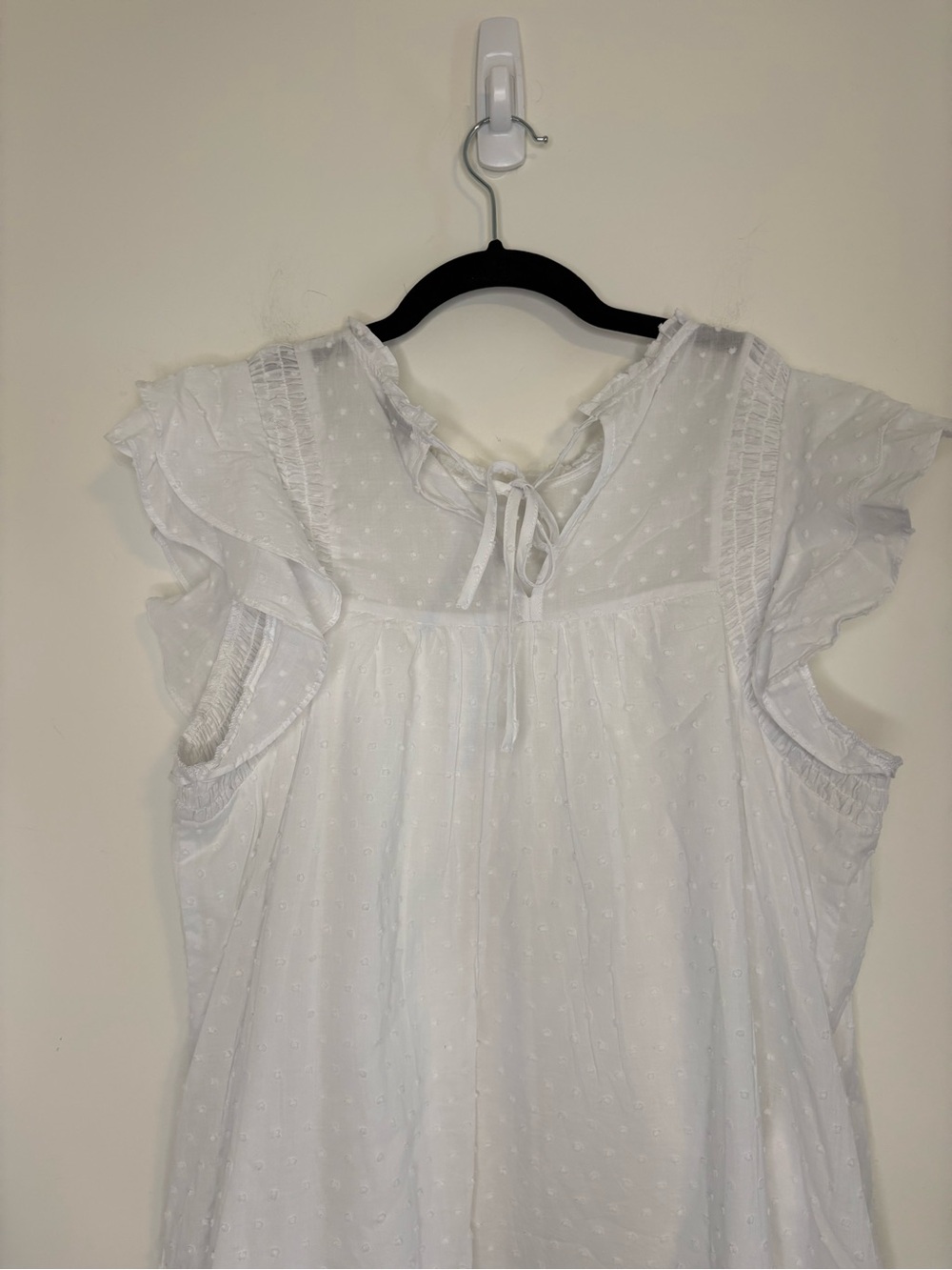 Who What Wear 100% Cotton White Swiss Dot Babydoll Cottagecore Dress Size Large - Picture 7 of 9